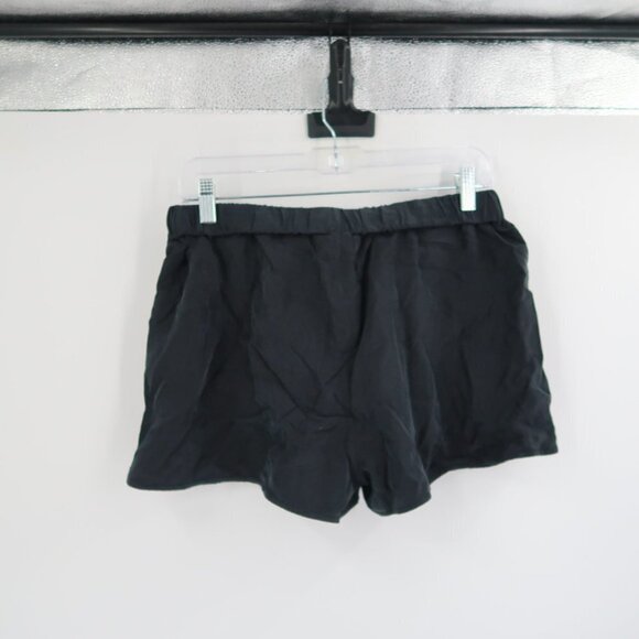 Everlane 100% Silk Black Shorts w White Stripe down sides Size Medium NWT - Picture 7 of 7